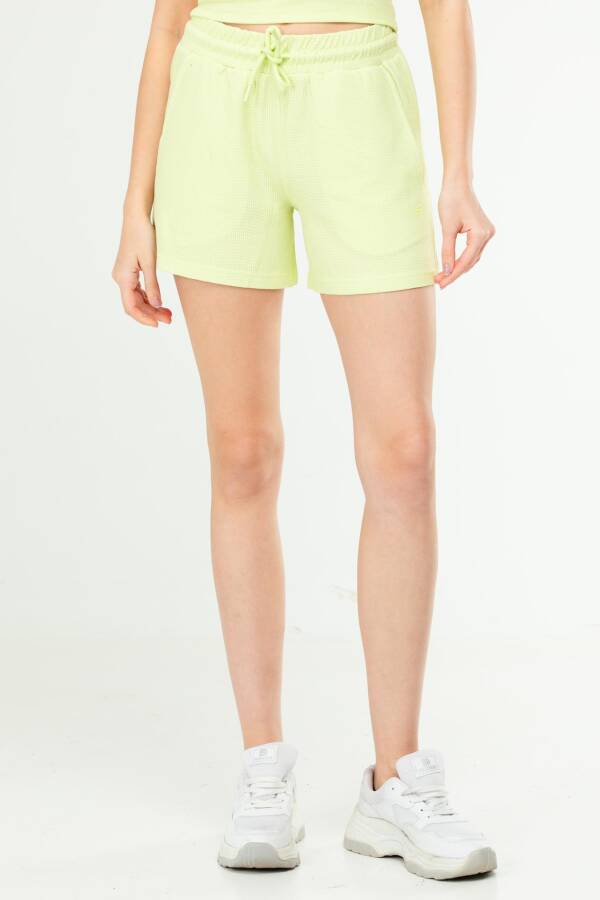 AÇIK YEŞİL Regular Basic 100% Pamuk Yandan Cep Yüksek Bel Kadın Şort SE0153 - Speedlife