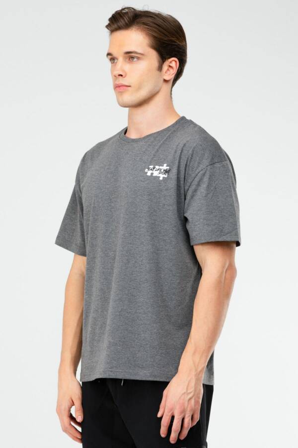 Antrasit Oversize Pamuklu Bisiklet Yaka Kısa Kol Erkek Tişört xf1599 - Speedlife (1)