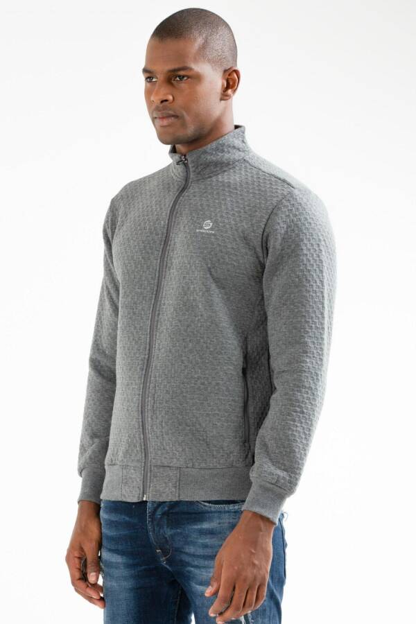 Antrasit Regular Kapitone Dik Yaka Erkek Sweatshirt xc2165 - Speedlife (1)