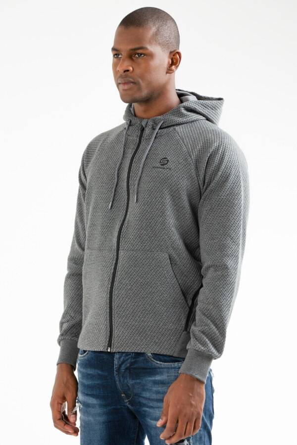 Antrasit Regular Kapitone Kapüşonlu Erkek Sweatshirt xc2181 - Speedlife (1)