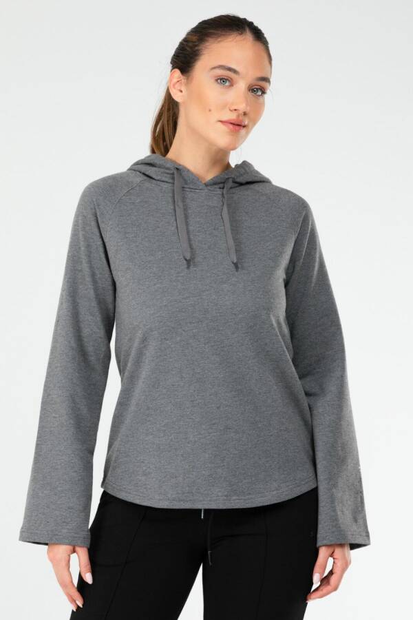 Antrasit Regular Pamuklu Kapüşonlu Kadın Sweatshirt sc1176 - Speedlife