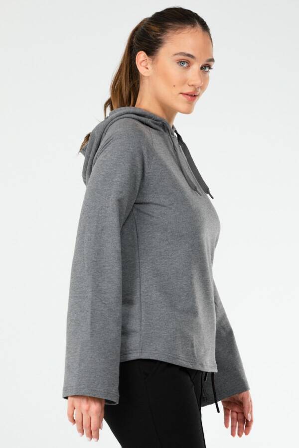 Antrasit Regular Pamuklu Kapüşonlu Kadın Sweatshirt sc1176 - Speedlife (1)