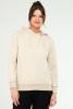 Bej Oversize Basic Pamuklu Kapüşonlu Kanguru Cep Kadın Sweatshirt SC1242 