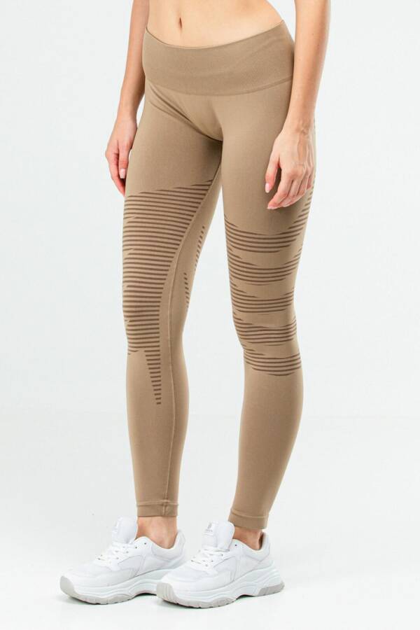 Bej Slim Fit Toparlayıcı Seamless Kadın Tayt ssd0025 - Speedlife (1)