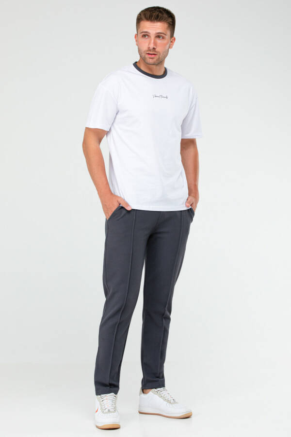 Beyaz Füme Oversize Bisiklet Yaka Basic Erkek Eşofman Takım xb0093 - Speedlife (1)