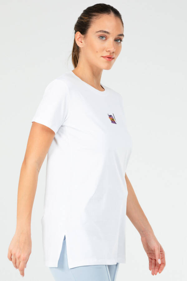 Beyaz Regular Pamuklu Bisiklet Yaka Kısa Kol Kadın Tişört sf0646 - Speedlife (1)