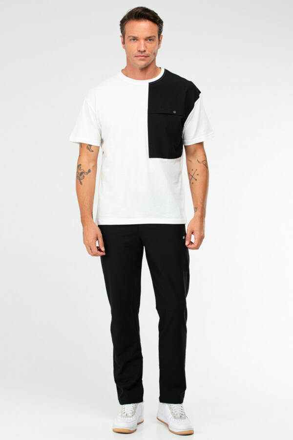 Beyaz Siyah Oversize Pamuklu O Yaka Kısa Kol Erkek Eşofman Takım xb0094 - Speedlife