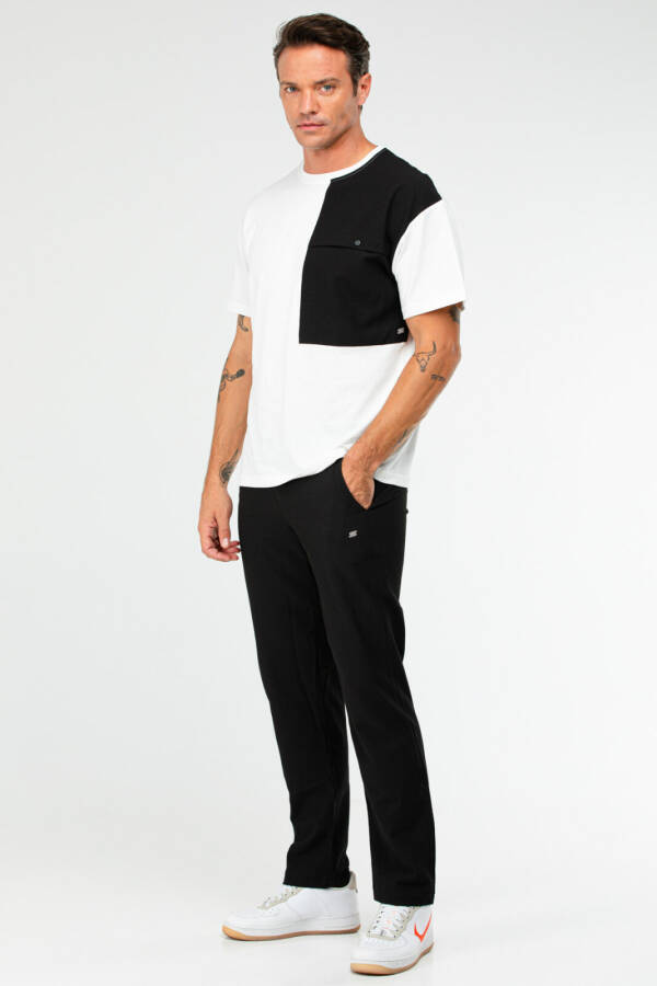 Beyaz Siyah Oversize Pamuklu O Yaka Kısa Kol Erkek Eşofman Takım xb0094 - Speedlife (1)