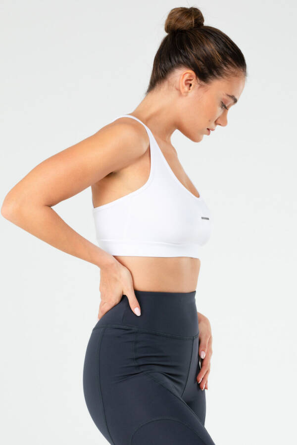 Beyaz Slim Fit Micro Açık Yaka Kadın Sporcu Sütyeni Bra sf0639 - Speedlife (1)
