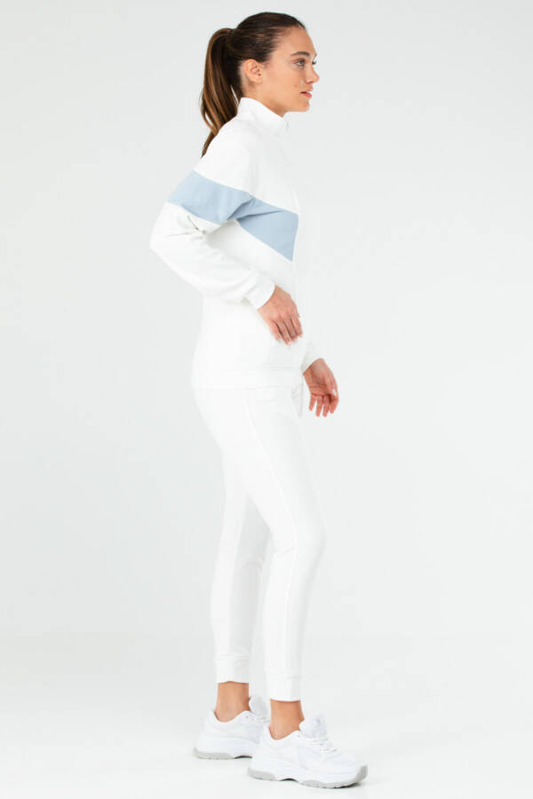 Beyaz Slim Fit Pamuklu Dik Yaka Kadın Eşofman Takım sa2621 - Speedlife (1)