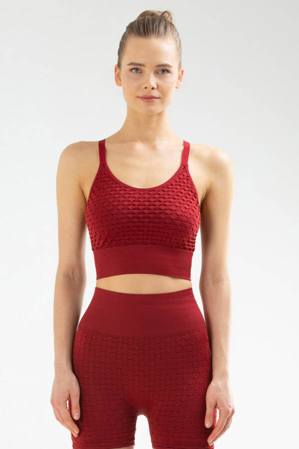 Bordo Slim Fit Açık Yaka Seamless Kadın Sporcu Sütyeni Bra ssf0009 - Speedlife (1)