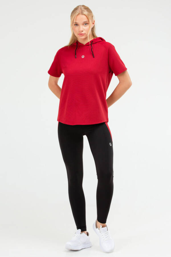 Bordo Slim Fit Micro Yüksek Bel Toparlayıcı Kadın Tayt Takım sb0828 - Speedlife