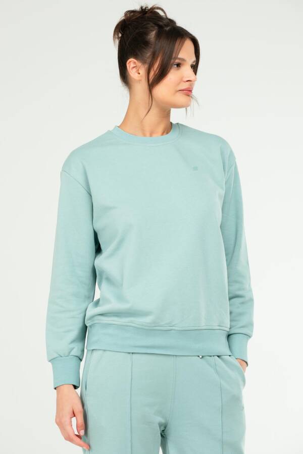 ÇAĞLA Oversize Basic Pamuklu Bisiklet Yaka Uzun Kol Kadın Sweatshirt SC1241 - Speedlife (1)