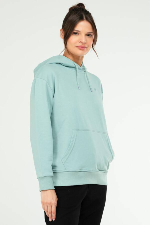 ÇAĞLA Oversize Basic Pamuklu Kapüşonlu Kanguru Cep Kadın Sweatshirt SC1242 - Speedlife