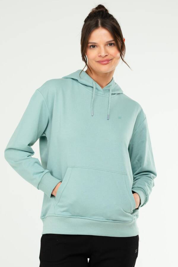 ÇAĞLA Oversize Basic Pamuklu Kapüşonlu Kanguru Cep Kadın Sweatshirt SC1242 - Speedlife (1)