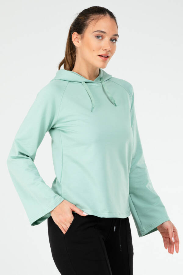 Çağla Yeşili Regular Pamuklu Kapüşonlu Kadın Sweatshirt sc1176 - Speedlife (1)