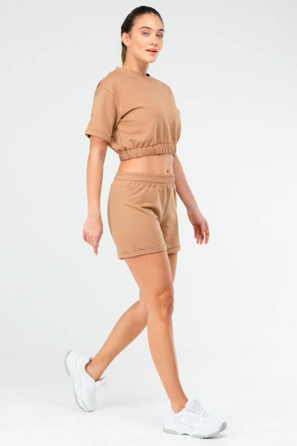 Camel Regular Pamuklu Bisiklet Yaka Kadın Şort Takım sb0850 - Speedlife (1)