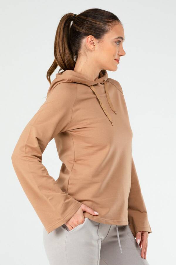 Camel Regular Pamuklu Kapüşonlu Kadın Sweatshirt sc1176 - Speedlife (1)