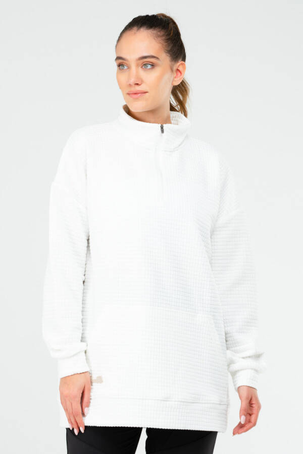 Ekru Regular Kapitone Dik Yaka Kadın Tunik sc1184 - Speedlife