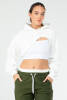 Ekru Regular Kareli Kapüşonlu Crop Kadın Sweatshirt SC1185 