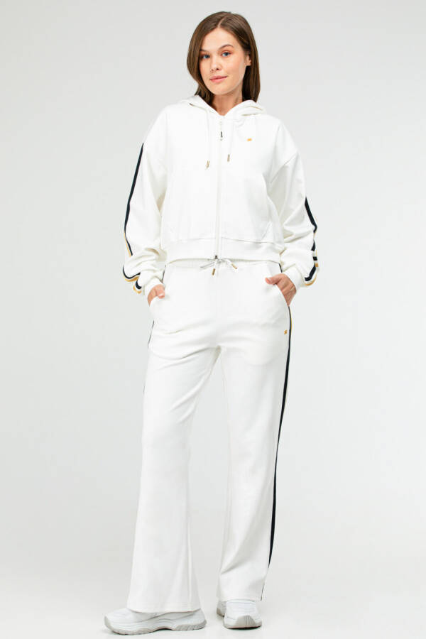 Ekru Regular Pamuklu Kapüşonlu Bol Paça Kadın Eşofman Takım sa2697 - Speedlife