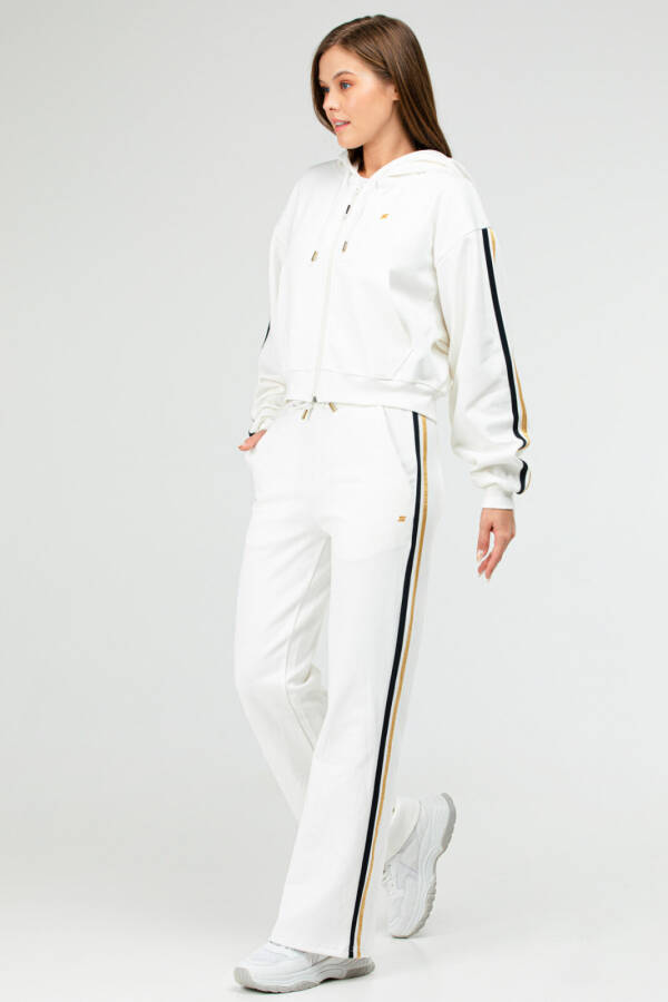 Ekru Regular Pamuklu Kapüşonlu Bol Paça Kadın Eşofman Takım sa2697 - Speedlife (1)