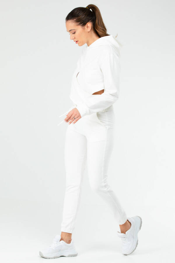 Ekru Regular Pamuklu Kapüşonlu Kadın Eşofman Takım sa2620 - Speedlife (1)