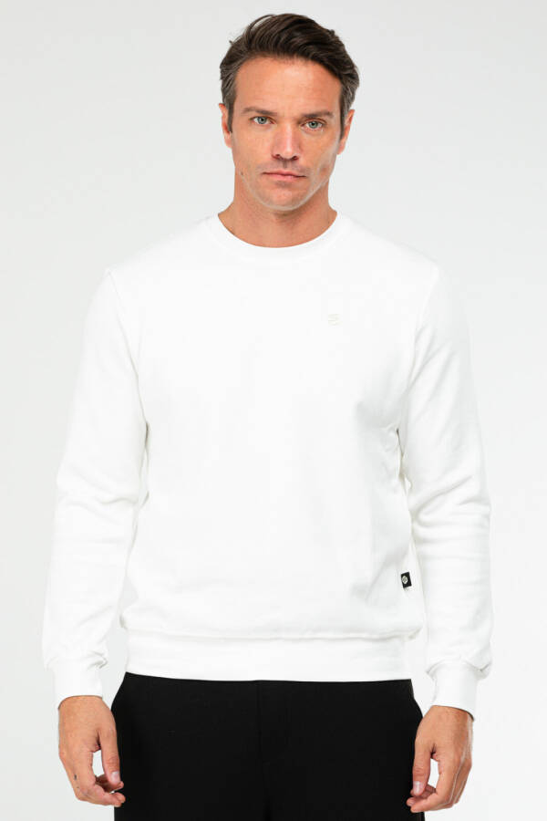 Ekru Regular Pamuklu O Yaka Basic Erkek Sweatshirt xc2372 - Speedlife