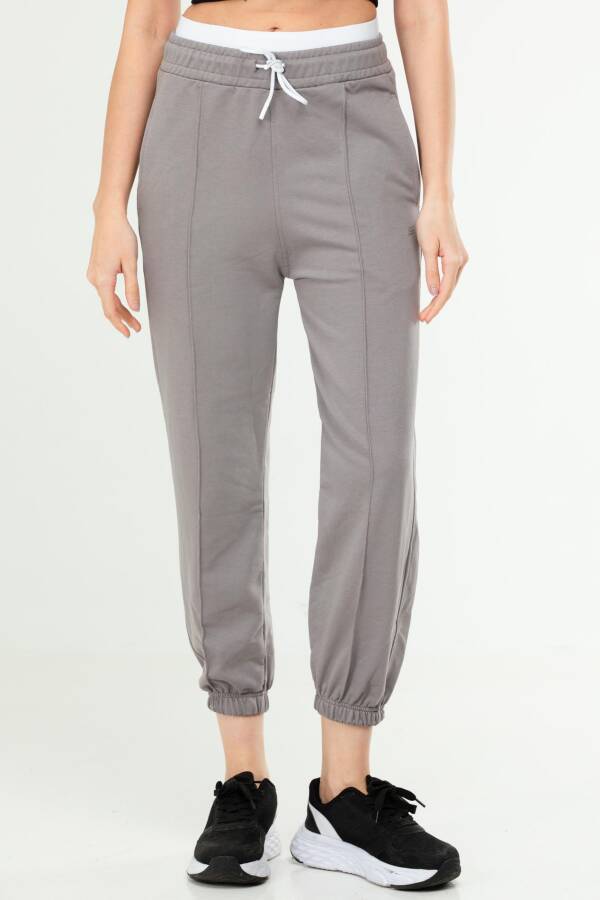 Füme Oversize Basic Pamuklu Yüksek Bel Lastik Paça Kadın Eşofman Alt SD1000 - Speedlife