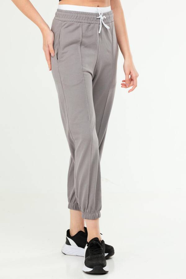 Füme Oversize Basic Pamuklu Yüksek Bel Lastik Paça Kadın Eşofman Alt SD1000 - Speedlife (1)