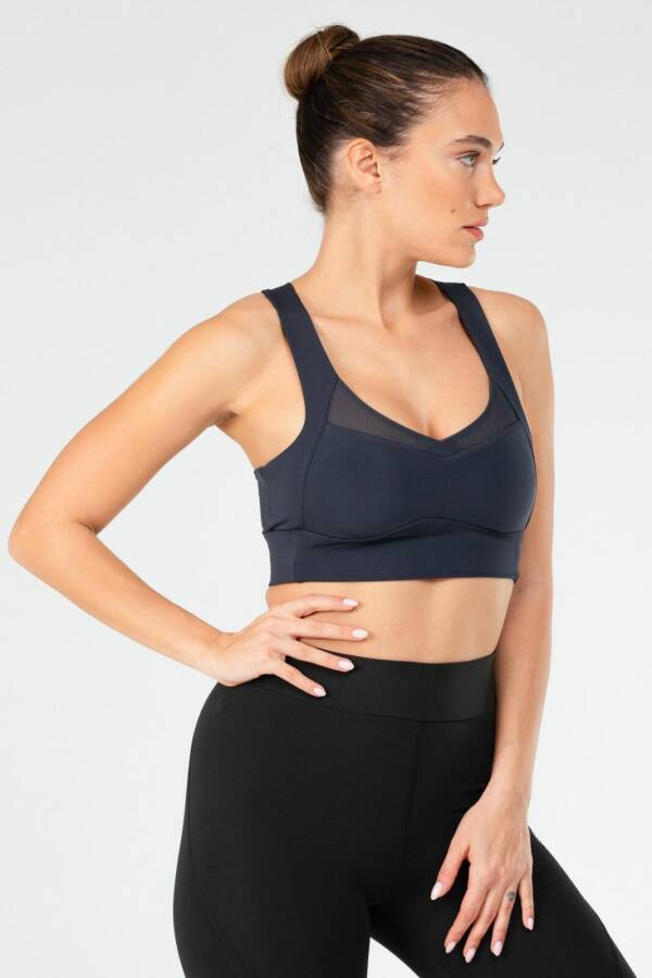 Füme Regular Micro Açık Yaka Kadın Sporcu Sütyeni Bra sf0643 - Speedlife (1)