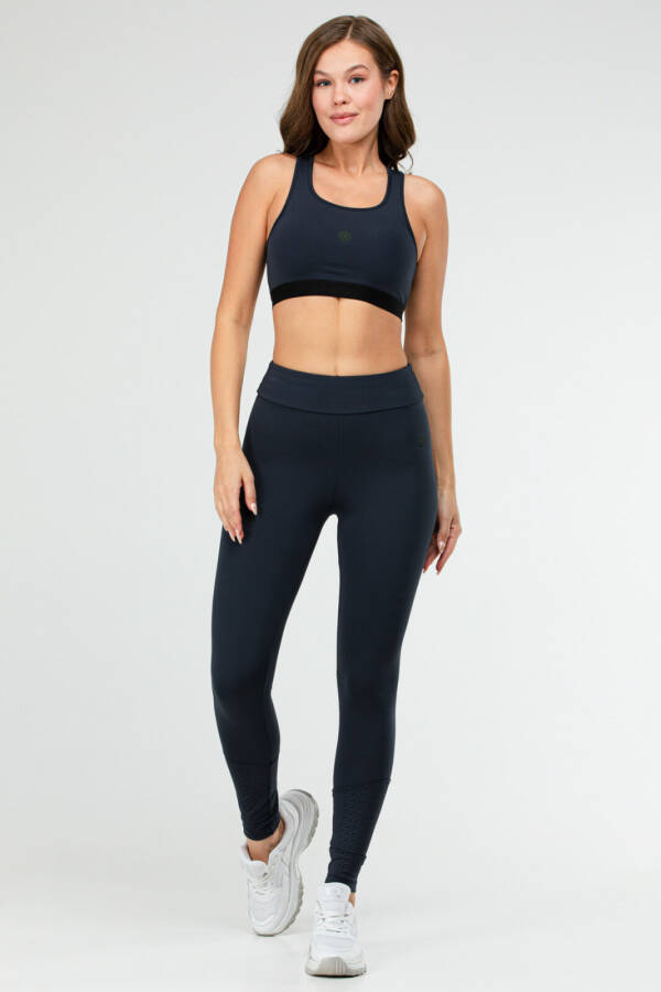 Füme Slim Fit Düz Bisiklet Yaka Kolsuz Üçlü Kadın Tayt Takım sb0799 - Speedlife