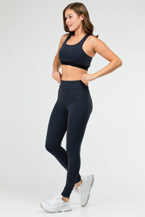 Füme Slim Fit Düz Bisiklet Yaka Kolsuz Üçlü Kadın Tayt Takım sb0799 - Speedlife (1)