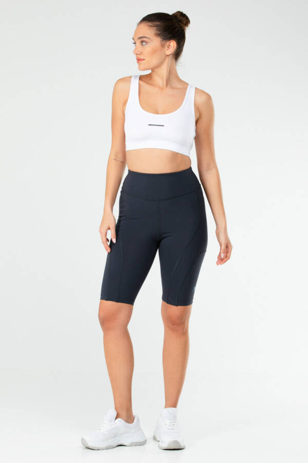 Füme Slim Fit Micro Yüksek Bel Toparlayıcı Biker Kadın Tayt st0043 - Speedlife