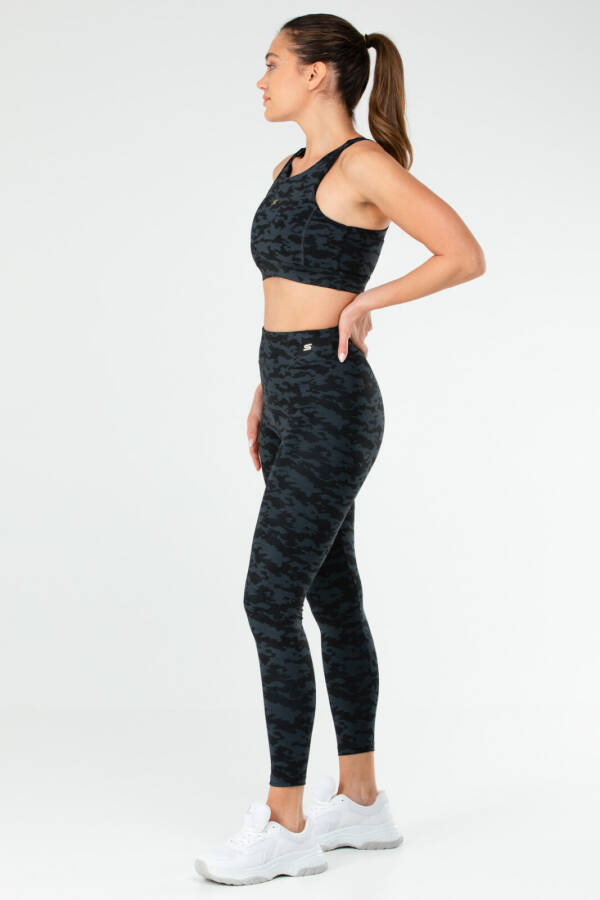 Füme Slim Fit Micro Yüksek Bel Toparlayıcı Kadın Tayt Takım sb0846 - Speedlife (1)