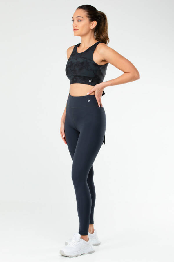 Füme Slim Fit Micro Yüksek Bel Toparlayıcı Kadın Tayt Takım sb0848 - Speedlife (1)