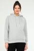 Gri Melanj Oversize Basic Pamuklu Kapüşonlu Kanguru Cep Kadın Sweatshirt SC1242 