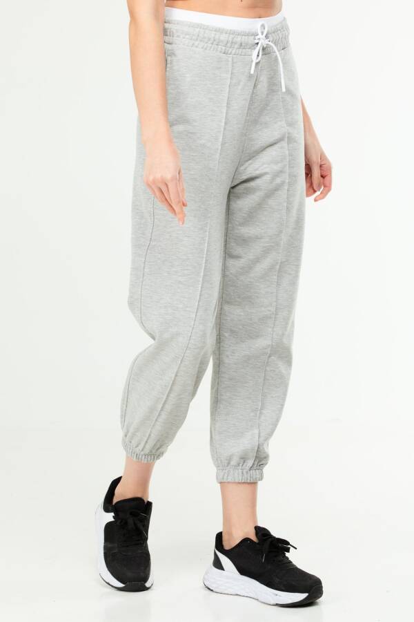 Gri Melanj Oversize Basic Pamuklu Yüksek Bel Lastik Paça Kadın Eşofman Alt SD1000 - Speedlife (1)