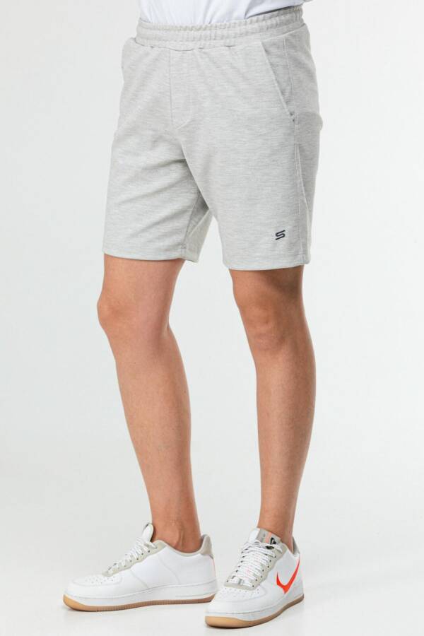 Gri Melanj Regular Pamuklu Erkek Şort xe0304 - Speedlife (1)