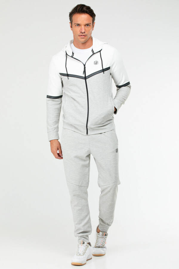 Gri Melanj Regular Pamuklu Kapüşonlu Erkek Eşofman Takım xa1770 - Speedlife