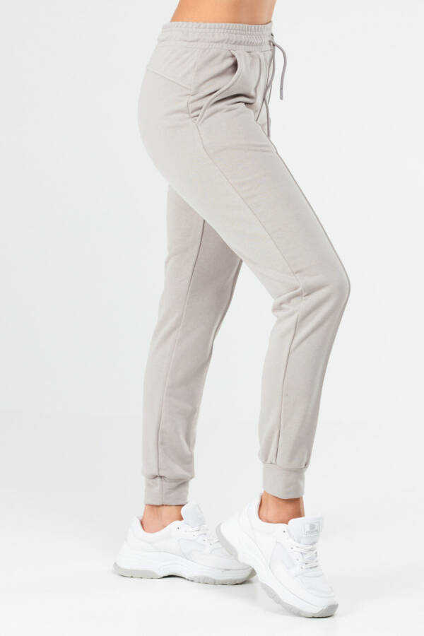 Gri Regular Pamuklu Yüksek Bel Manşetli Kadın Eşofman Alt sd0940 - Speedlife (1)