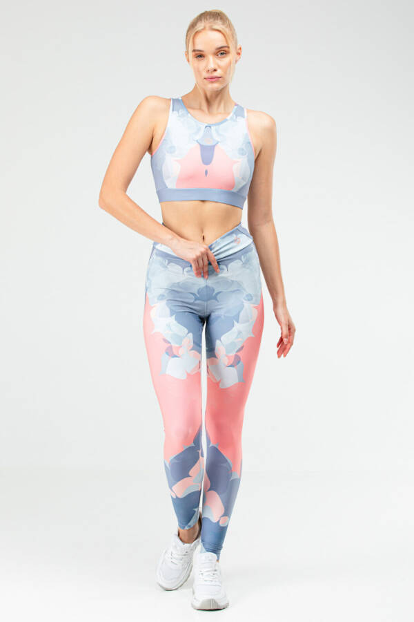 Gri Slim Fit Açık Yaka Yüksek Bel Kadın Tayt Takım sb0635 - Speedlife