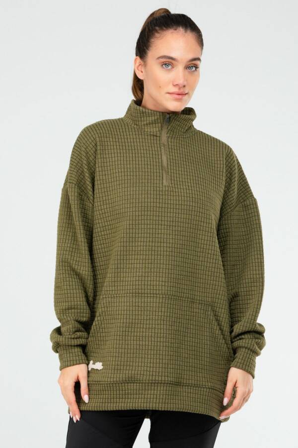 Haki Regular Kapitone Dik Yaka Kadın Tunik sc1184 - Speedlife