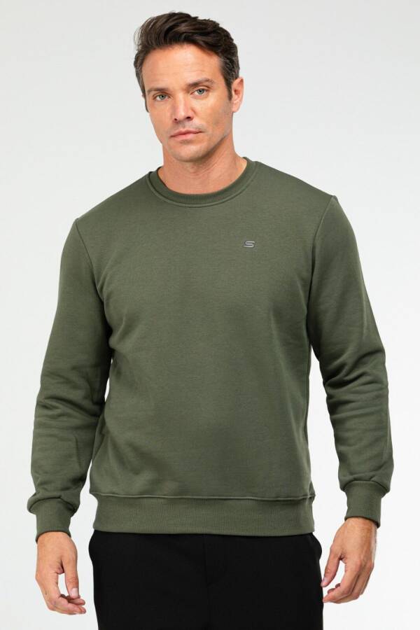 Haki Regular Pamuklu Bisiklet Yaka Basic Erkek Sweatshirt xc2366 - Speedlife