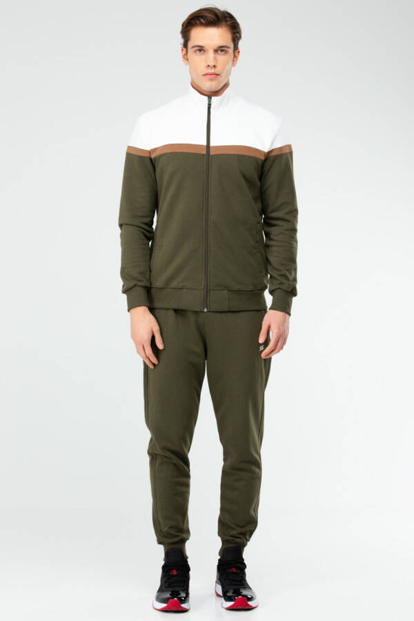 Haki Regular Pamuklu Dik Yaka Lastik Paça Erkek Eşofman Takım xa1728 - Speedlife