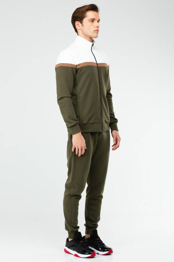 Haki Regular Pamuklu Dik Yaka Lastik Paça Erkek Eşofman Takım xa1728 - Speedlife (1)