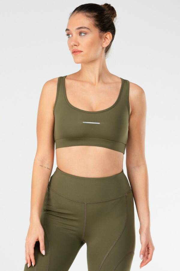 Haki Slim Fit Micro Açık Yaka Kadın Sporcu Sütyeni Bra sf0639 - Speedlife
