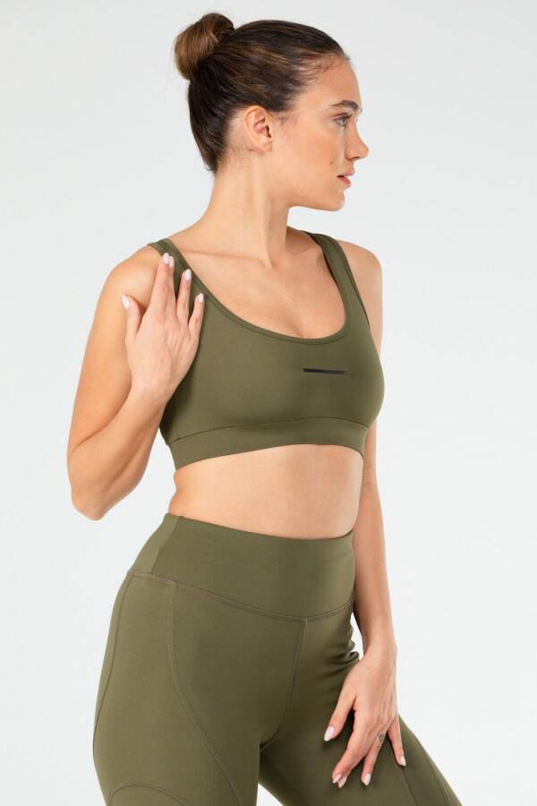 Haki Slim Fit Micro Açık Yaka Kadın Sporcu Sütyeni Bra sf0639 - Speedlife (1)