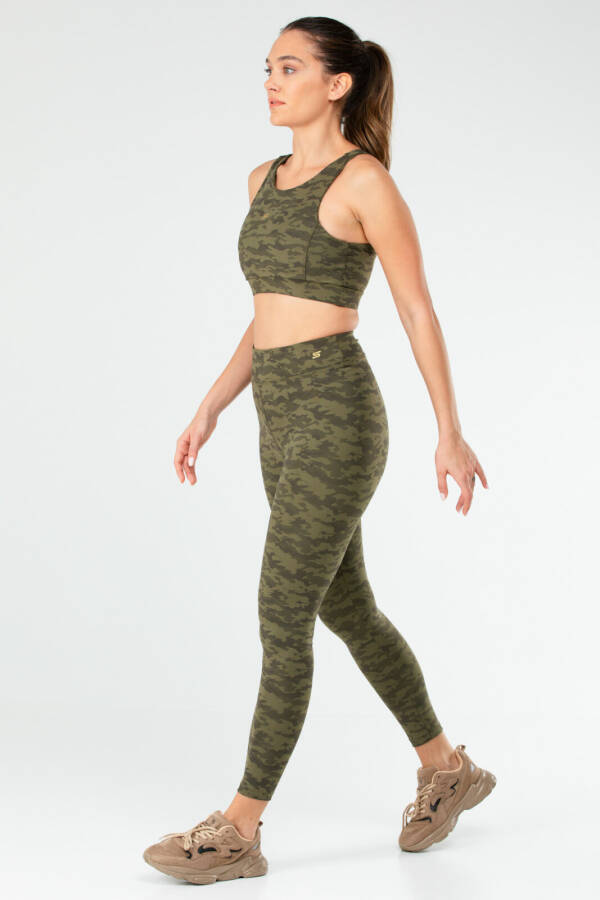 Haki Slim Fit Micro Yüksek Bel Toparlayıcı Kadın Tayt Takım sb0846 - Speedlife (1)