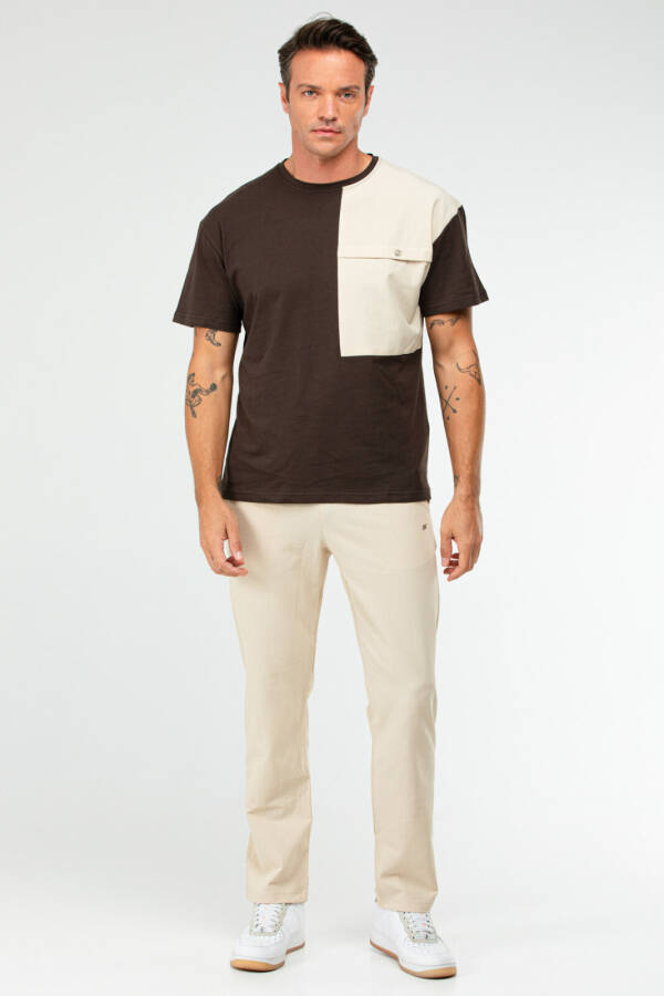 Kahverengi Oversize Pamuklu O Yaka Kısa Kol Erkek Eşofman Takım xb0094 - Speedlife